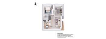 a townhome floor plan with a bedroom and a living room