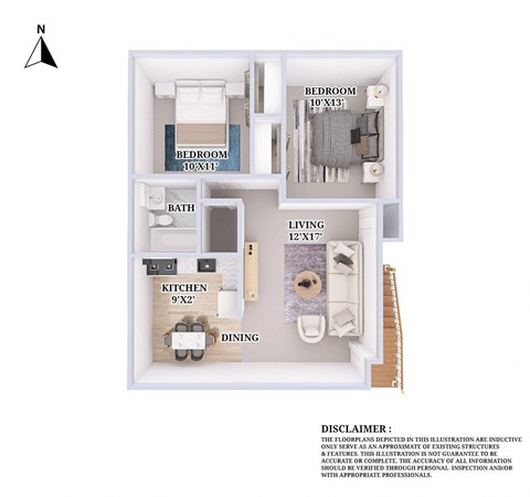 a townhome floor plan with a bedroom and a living room