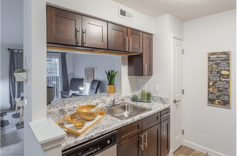 our apartments offer a kitchen with granite counter tops and stainless steel appliances