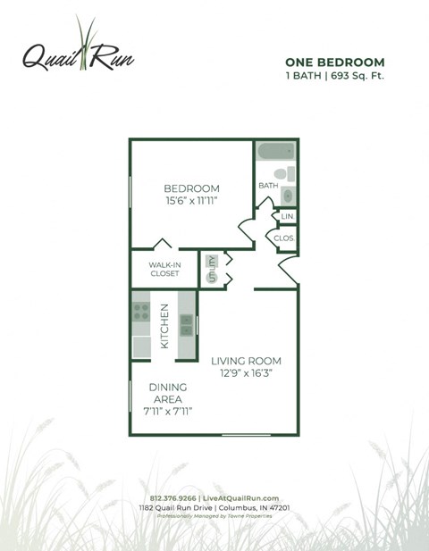 1 bed 1 bath at Quail Run Apartments, Columbus