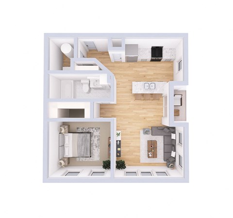 a floor plan of a house with a bedroom and a living room