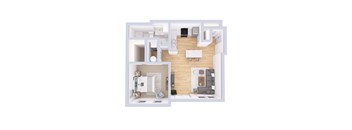 a bedroom floor plan with a bathroom and a living room