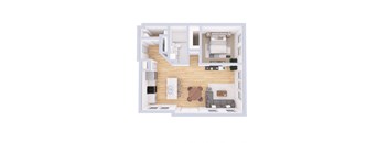 a floor plan of a house with a bedroom and a living room