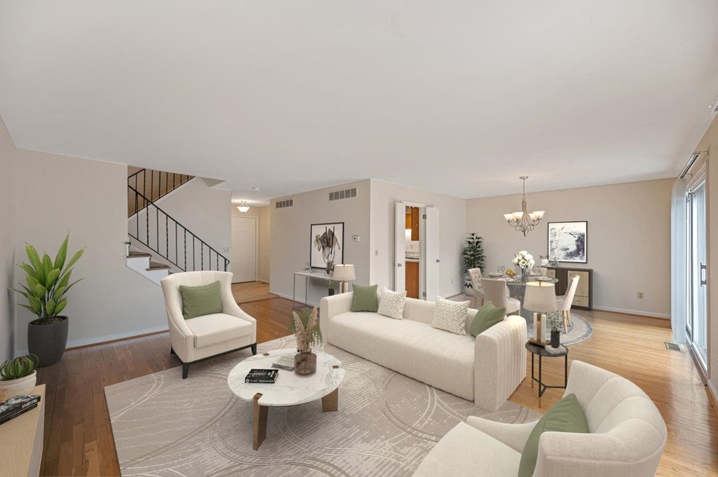 a living room with two couches and a coffee table at Indian Creek Apartments*, Cincinnati, OH