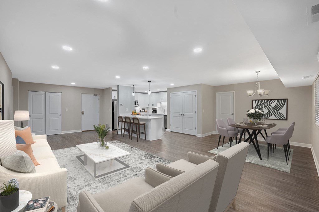 a living room with couches and a table at Indian Creek Apartments*, Cincinnati, OH