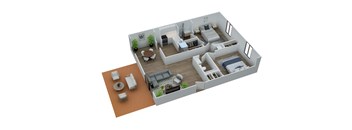 2 Bed 2 Bath Floorplan at Meridian Court South, Indianapolis