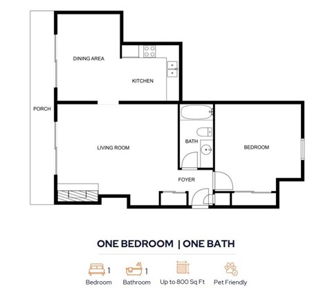 1 Bed 1 Bath Floorplan at Trails at Mariemont, Cincinnati, OH, 45227