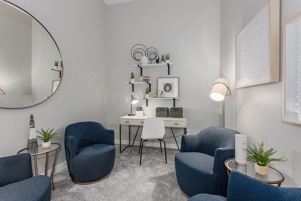 Apartments in West Chester- Liberty Center- Study Desk with Seating Area with Plush Carpeting