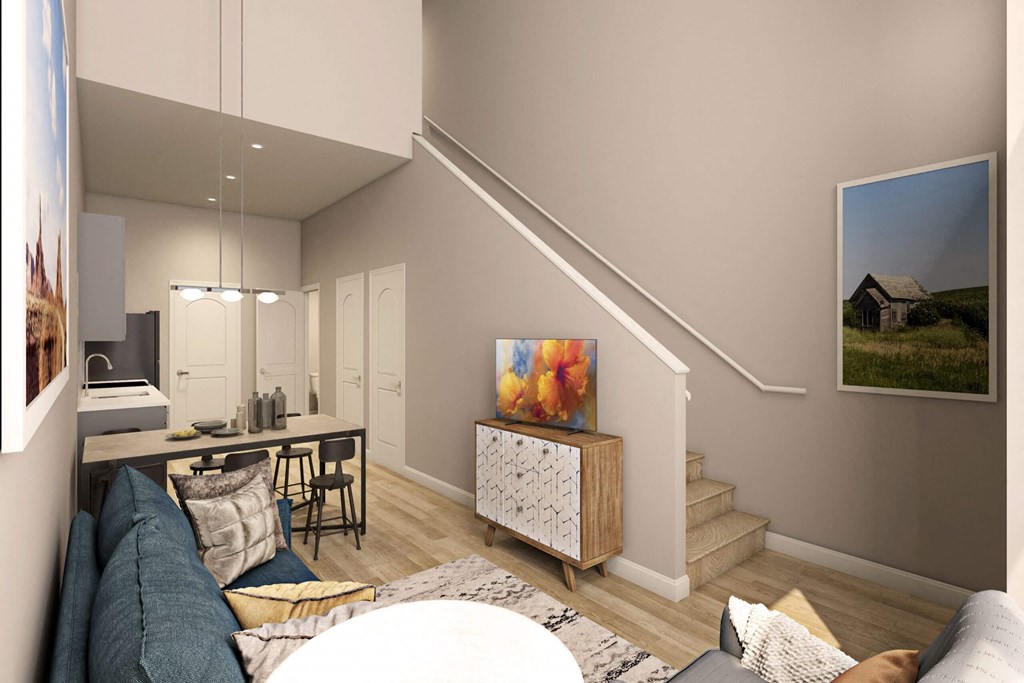 Living Area With Staircase at Adelphi Quarter, Columbus