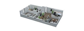 EAST D Floor Plan at The Rand Apartments, Ohio