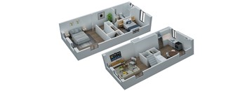 A1 A2 COMBO Floor Plan at The Rand Apartments, Ohio, 43227