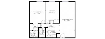 a floor plan of a small house with a bedroom and a living room