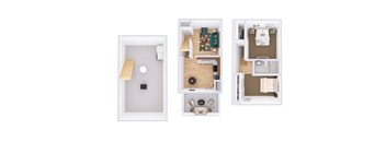 2Bed 1Bath Floor Plan at Sharon Green Townhomes, Columbus, OH