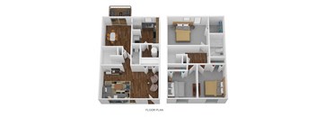 3 Bed Townhome - North Floor Plan at Coldwater Flats, Evansville, Indiana