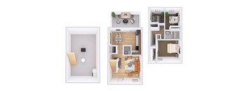 3Bed 2Bath Floor Plan at Sharon Green Townhomes, Columbus, 43229