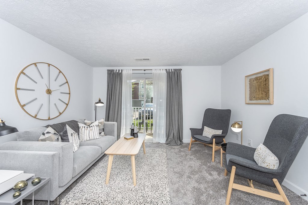 Living Room With Balcony at Galbraith Pointe Apartments and Townhomes*, Cincinnati, OH