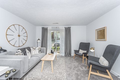 Living Room With Balcony at Galbraith Pointe Apartments and Townhomes*, Cincinnati, OH