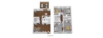 4 Bed Townhome - North Floor Plan at Coldwater Flats, Evansville