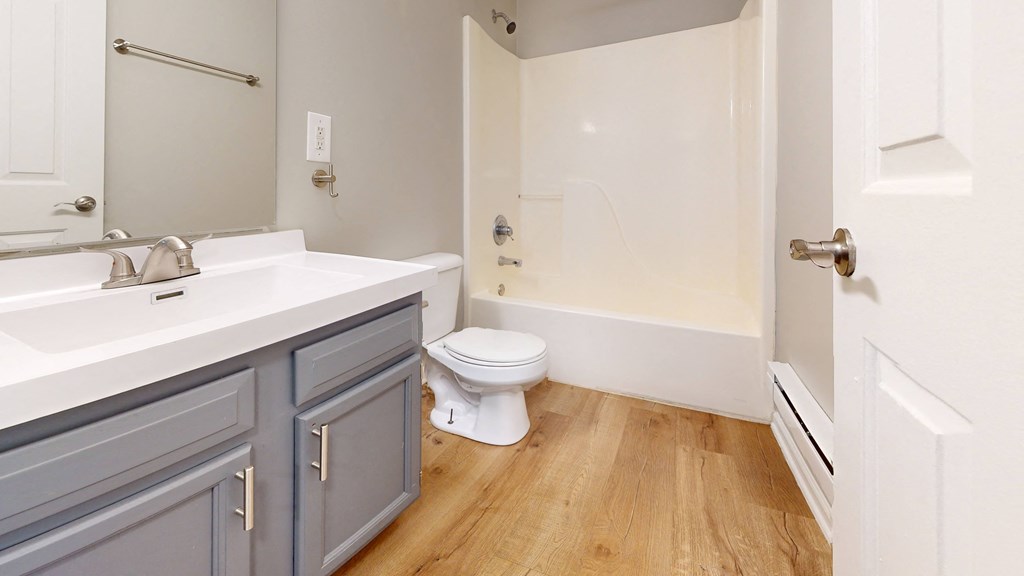 a bathroom with a toilet and a sink and a bath tub