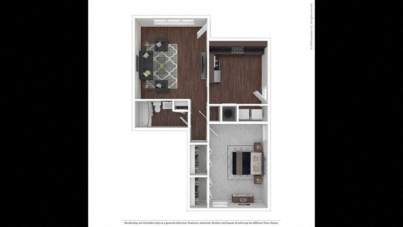 1 Bed 1 Bath Floor Plan at Stonebrook of Franklin, Franklin