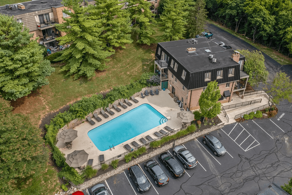 Aerial view of the pool at Trails at Mariemont, Cincinnati, Ohio