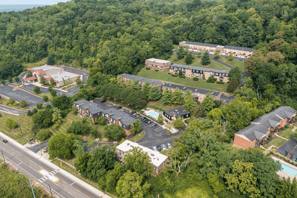 Birds eye view of the residential area at Trails at Mariemont, Cincinnati