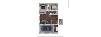 2 Bed 1 Bath Floorplan A at Timbercreek Apts, Ohio, 43207