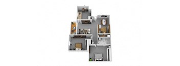 2 Bed 1 Bath Floorplan at Fox Run, Ohio, 45426