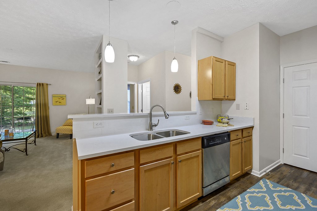 Kitchen with cabinets and sink at Bishops Gate, Cincinnati, OH