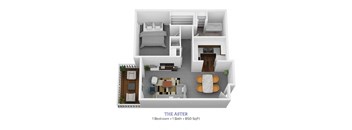 1 bed 1 bath floor plan at Bloomfield Apartments, Dayton, OH