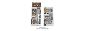 a 2400 sq ft floor plan  the larkspur 2 bedrooms