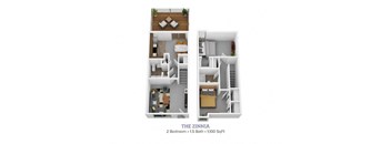 the zinnia 2 bedroom floor plan with baths