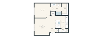 Spacious apartment with living room, dining, room, and bedrooms