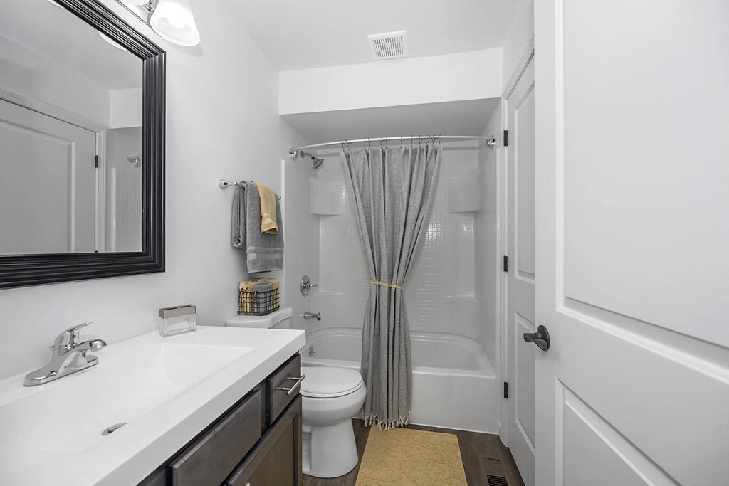 a bathroom with a shower and a sink and a toilet