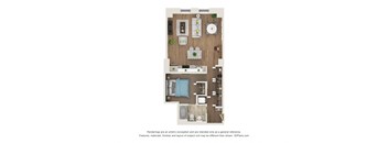 1 bed 1 bath A8 Floor Plan at Sky Central, Ohio, 45202