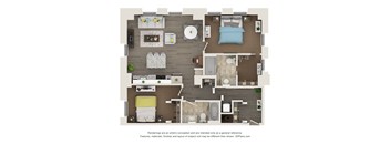 2 bed 2 bath C Floor Plan at Sky Central, Cincinnati