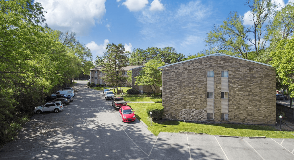 a view of the house from the parking lot