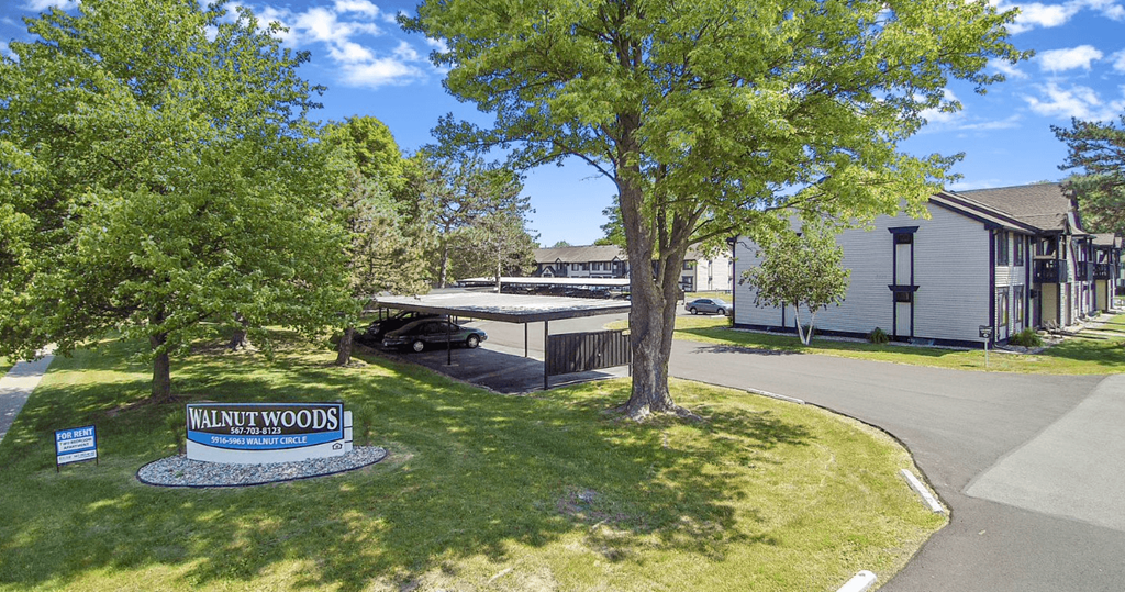 a view of mainwoods apartments from the street