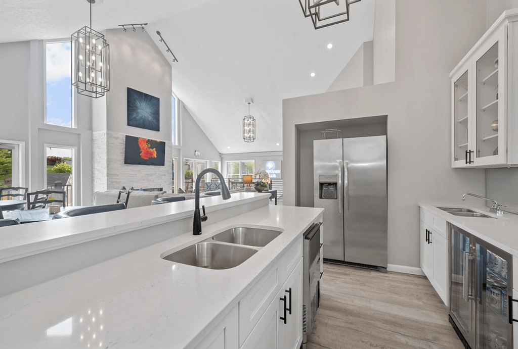 Kitchen with white countertops and stainless steel appliances at Normandy Club, Ohio, 45459