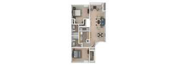 a floor plan of a two bedroom apartment at Spring Creek, Columbus, 43229