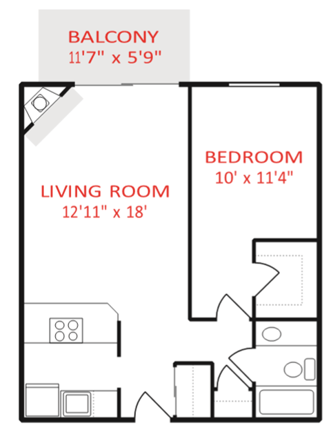 a floor plan of a bedroom apartment