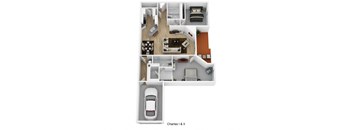 2 bed 2 bathroom floor plan Aat Falls at Landen, Ohio