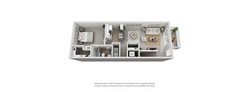 1 Bedroom 1 Bath Floorplan at College Park, Columbus