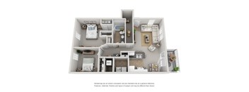 2 Bed 1 Bath Floorplan at College Park, Columbus, 43209