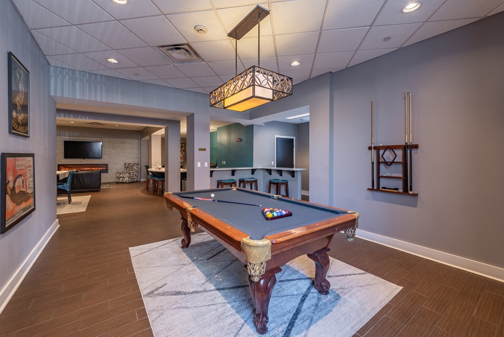 Billiards Table In Clubhouse at Renaissance at the Power Building, Cincinnati, Ohio