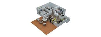 1 Bedroom Floorplan at Meridian Court South, Indianapolis, IN