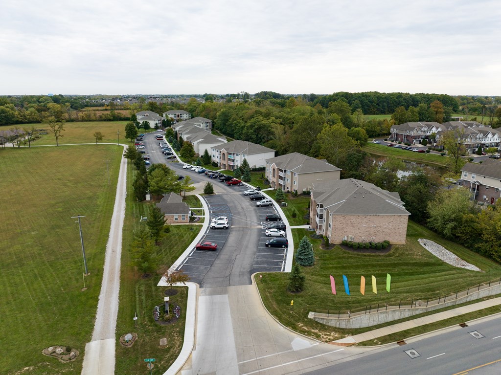Neighborhood with cars at Honey Creek, Indiana