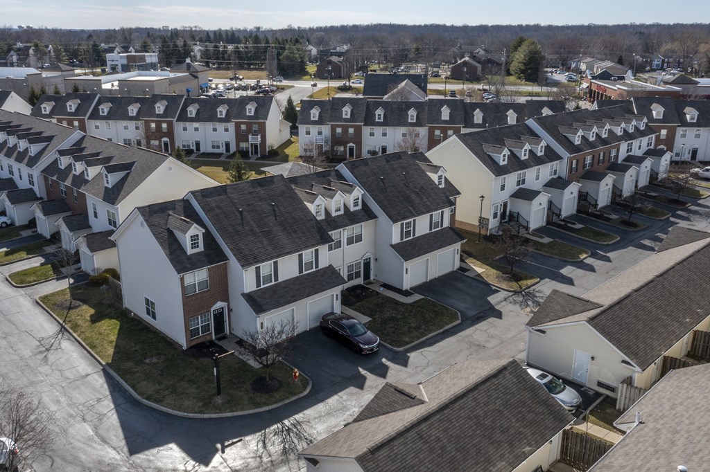 an aerial view of houses in a neighborhood at Traditions at Slate Ridge, Reynoldsburg, OH