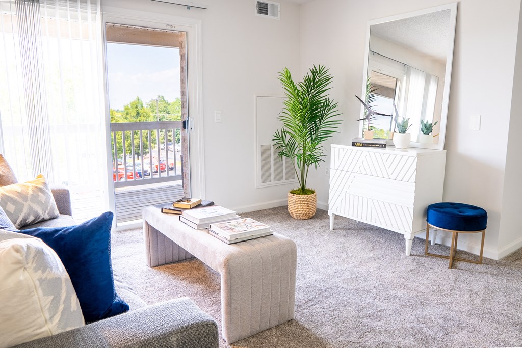 a living room with a couch and a coffee table
