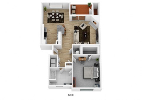 1 bed 1 bathroom floor planat Falls at Landen, Maineville, 45039